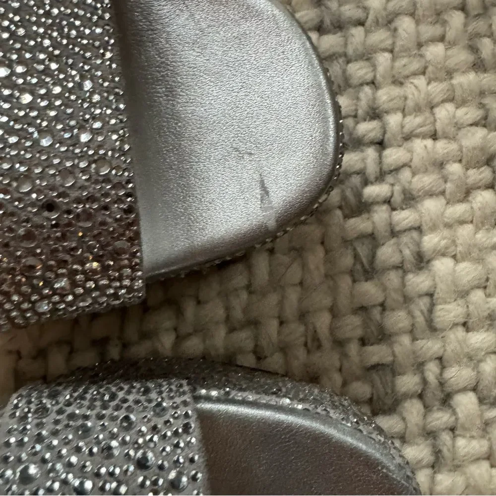 NEW Larroude Dolly Crystal Sandal in Gray Suede 9.5